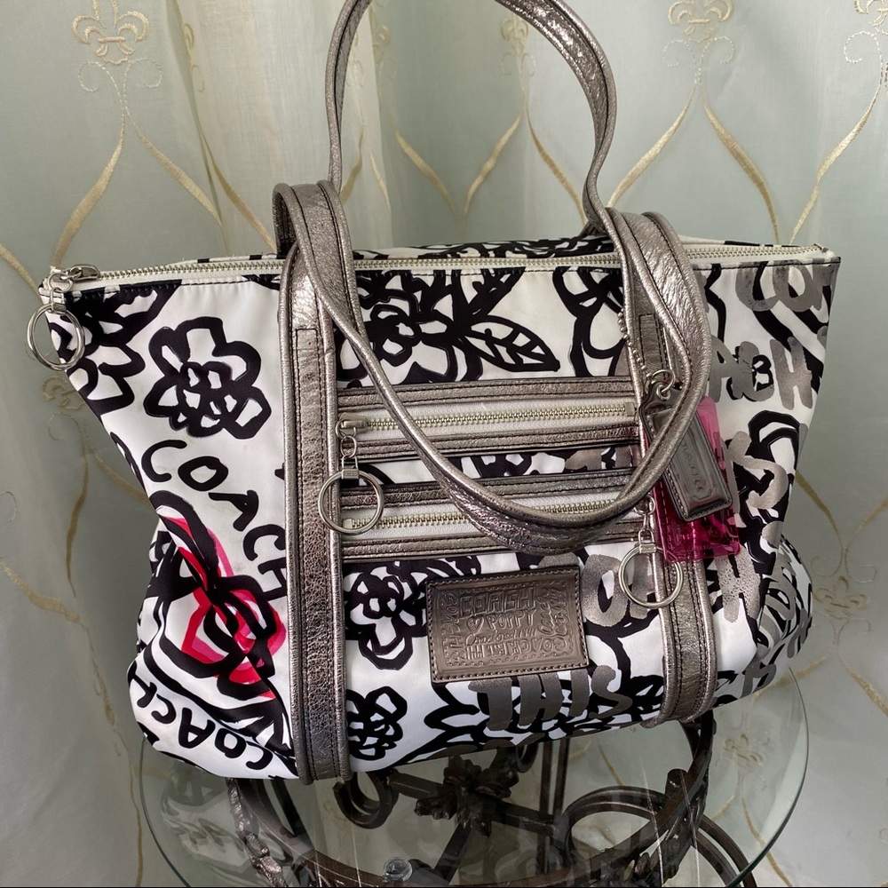 Poppy Floral Graffiti Coach Tote